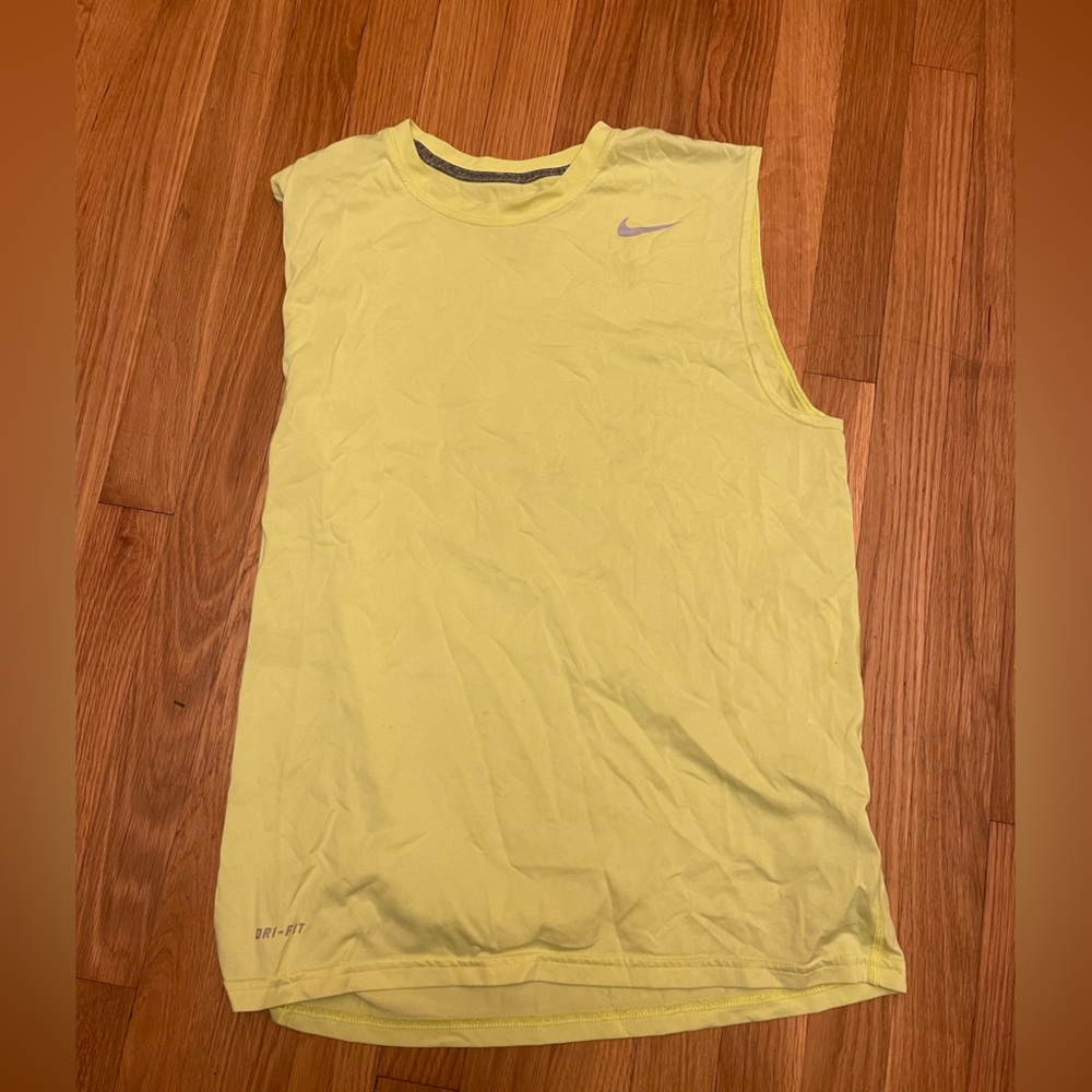 Highlighter yellow sleeveless Nike shirt